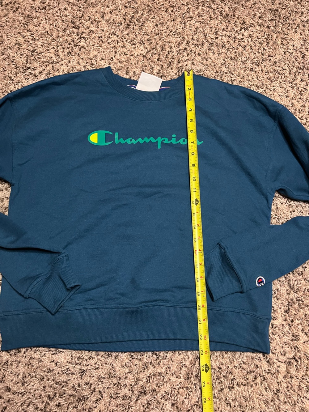 Champion Authentic Athleticwear Teal Blue Logo Crewneck Sweatshirt Womens Small - Picture 5 of 5